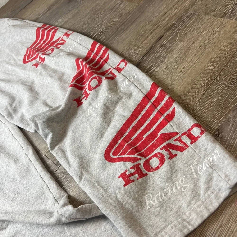 Honda Sweatpants Mens Large Gray Racing Team Graphic Wide Leg Streetwear Moto